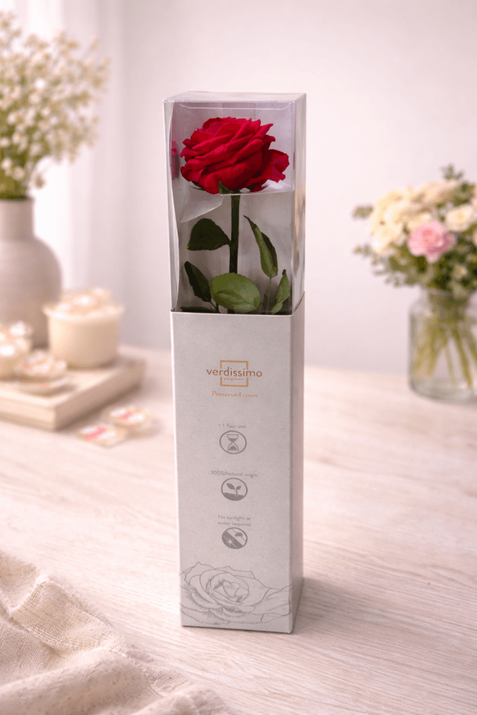 Rose rouge stabilisée