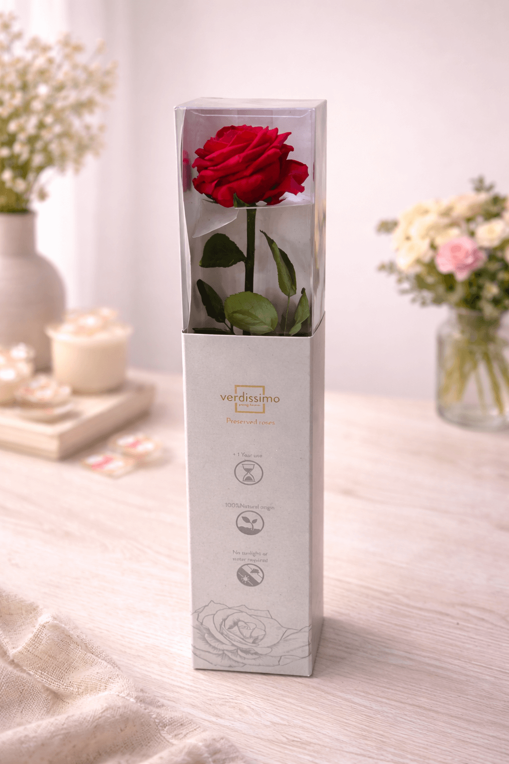 Rose rouge stabilisée