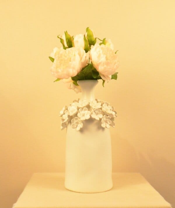 Vase céramique Fleurs Blanc – Image 3